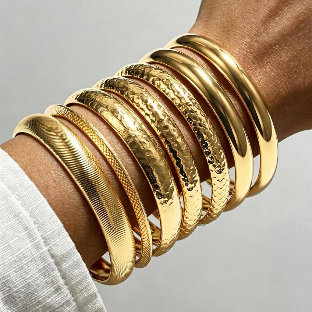 Europese & Amerikaanse Mode Geometrische Meerlaagse Gedraaide Armband Set - 10 Stuks