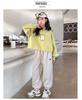 Girls' Versatile Black Sweatpants - Spring/Autumn Style, Loose Fit Casual Pants for Middle and Big Kids