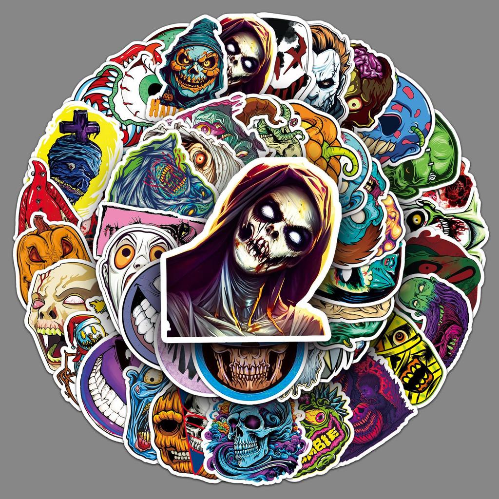 50 Pictures of Horror Grimace Personality Trend Halloween Skull Decorative Skateboard Water Cup Suitcase Stickers