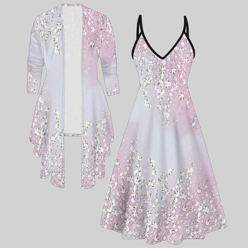 3D Printed Set Dress Coat , Diverse Colors and Shapes Fashion Print,suitable for Various Scene Fashion Styles