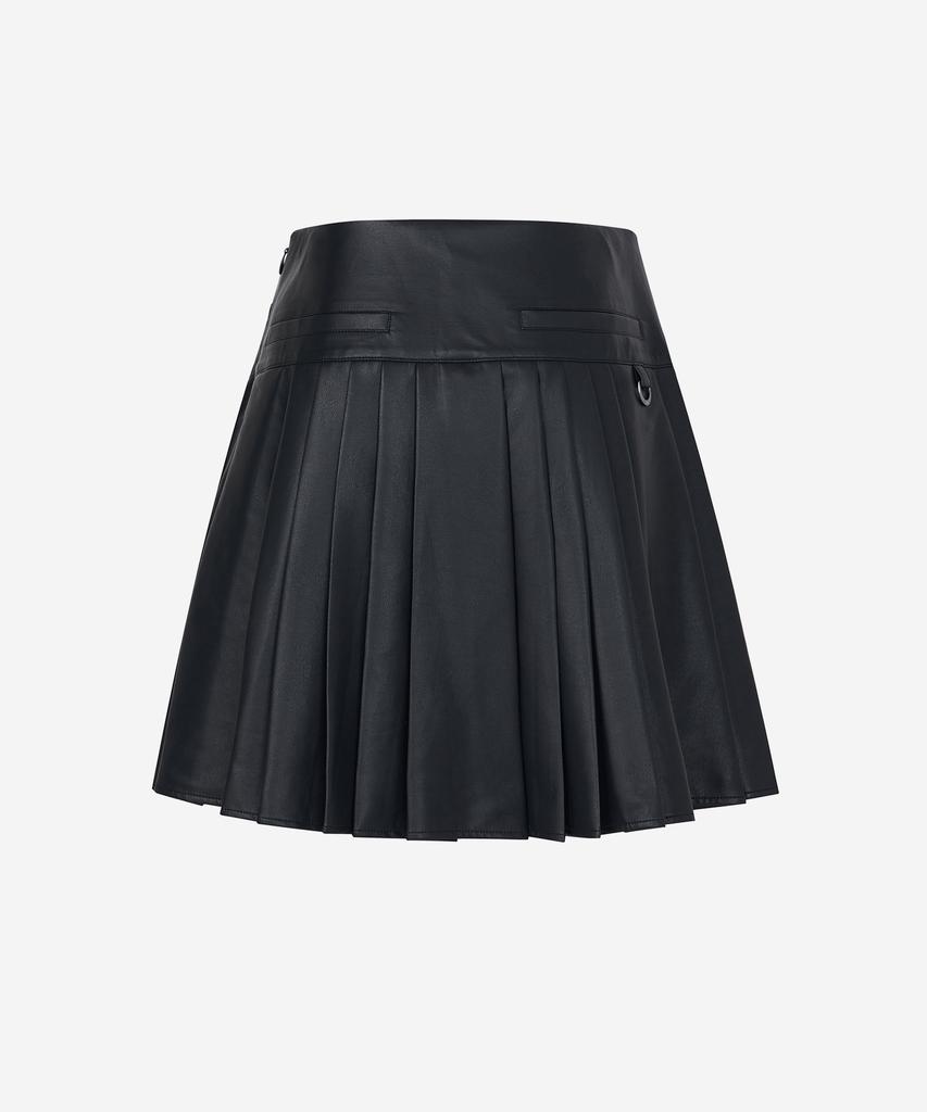 LORDLOAR Faux Leather Pleated Skirt Black