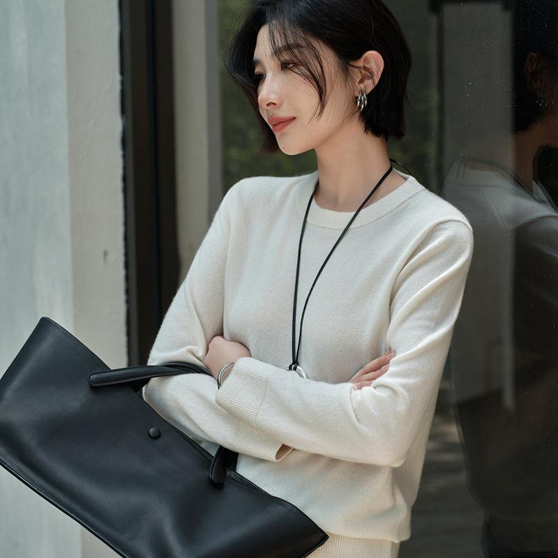 Women's 100% Cashmere Half-High Collar Loose Fit Sweater - Autumn/Winter Collection