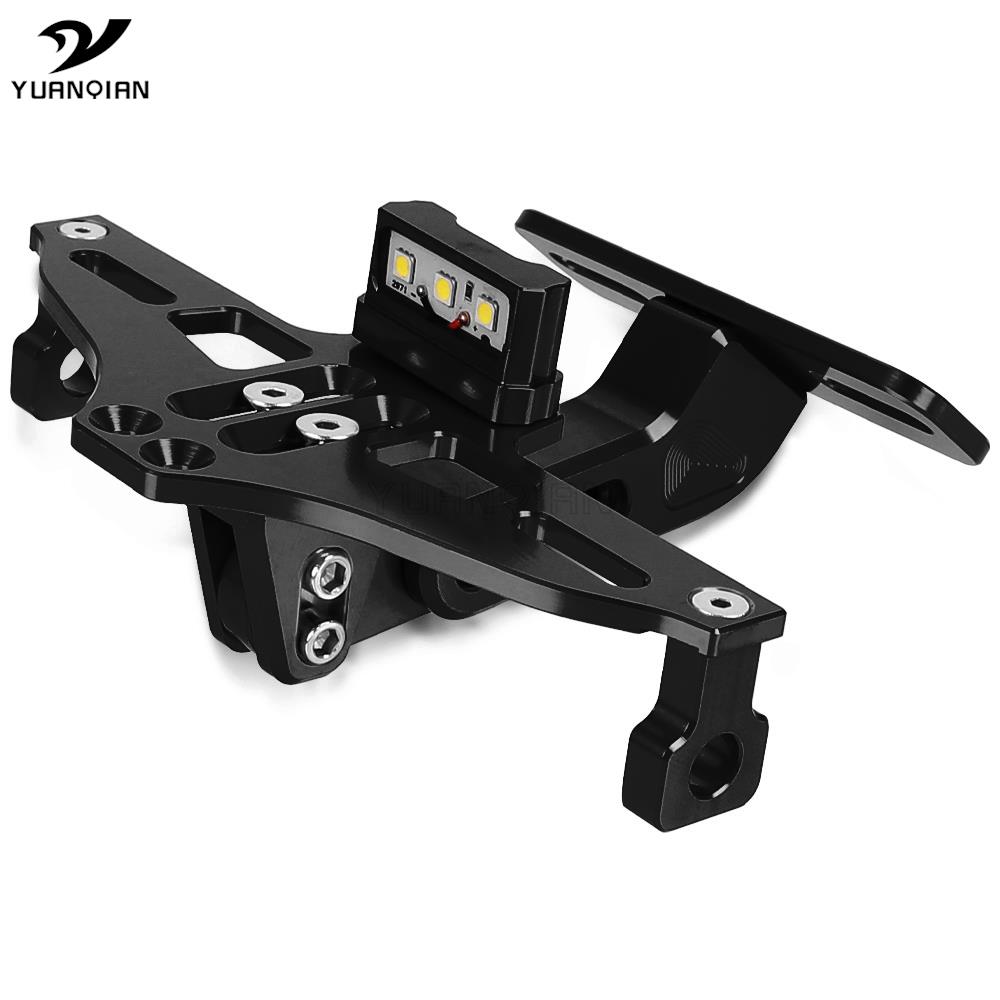 For APRILIA SR50 SR 50 MYCNC Motorcycle Adjustable Angle License Number Plate Frame Holder Bracket SR50MY LED Light