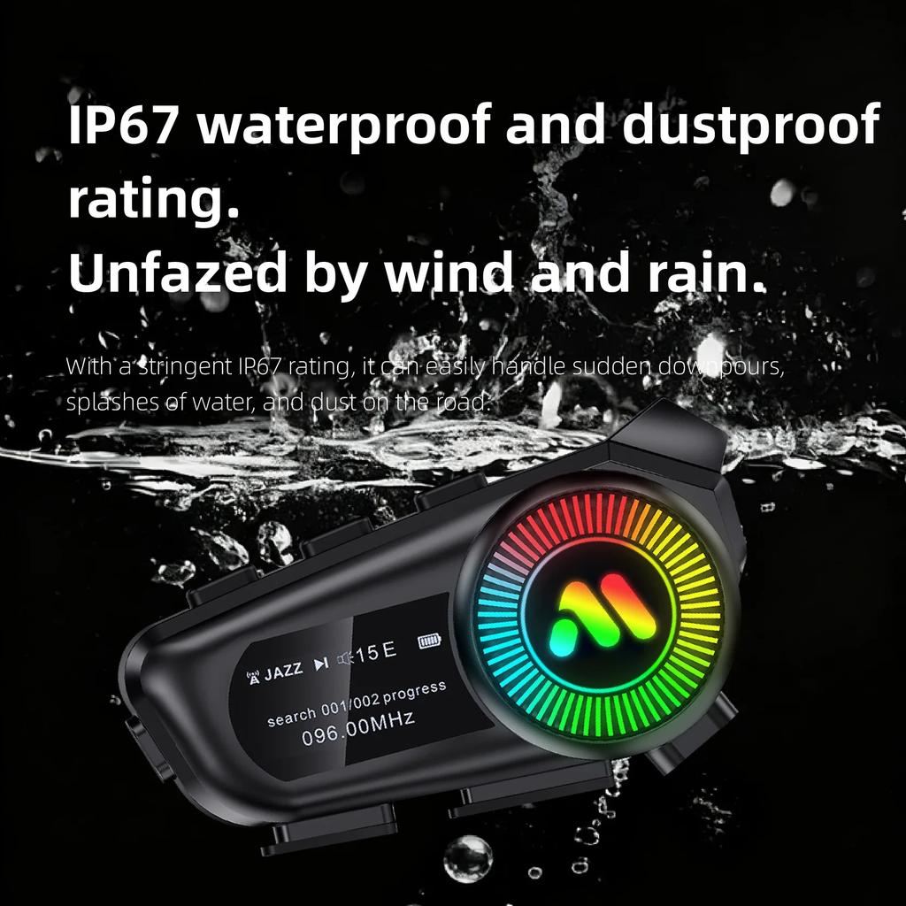 Bluetooth Motorcycle Helmet Headsets Wireless Communication Riding Earphones BT 6.0 FM Radio LED Display TF Card Support