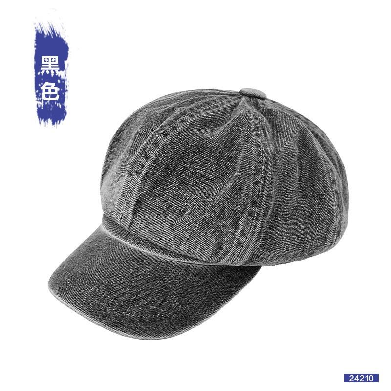 Cotton Washed Newsboy Cap In Denim Style Retro Round Top Hat Women Outdoor Sun Protection