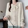 Navava Women Lovely Lace Ribbon Long Sleeve Knit Cardigan Nk3433