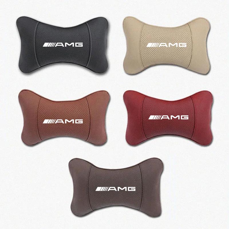 AAVX1 1Pcs Car Seat Headrest Auto Logo Neck Pillow For Mercedes Benz AMG W203 W206 W220 W205 W211 W212 W201 W168 W167 W169 GLA GLB GLC