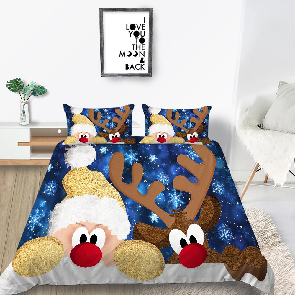 Quilt Cover Pillowcase Two Or Three-Piece Set Christmas Gift Polyester Digital Printing