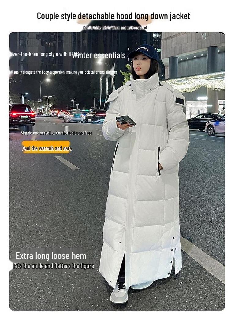 Ultra Long Goose Down Jacket - Windproof, Waterproof, Extra Thick Winter Coat for Men & Women