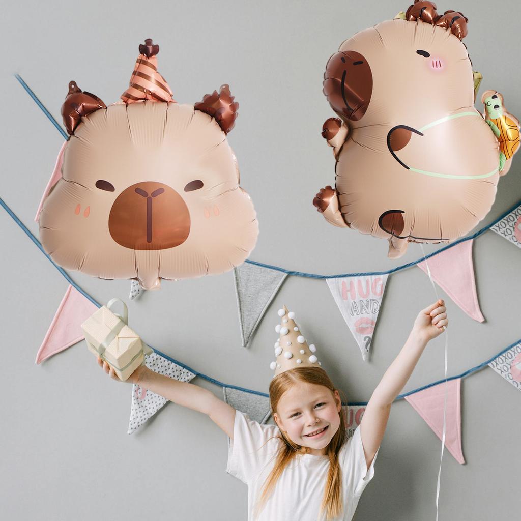 Packung mit 5 Capybar-Folienballons für Partydekorationen, Geburtstage und Feiern, Aluminiumfolienballon
