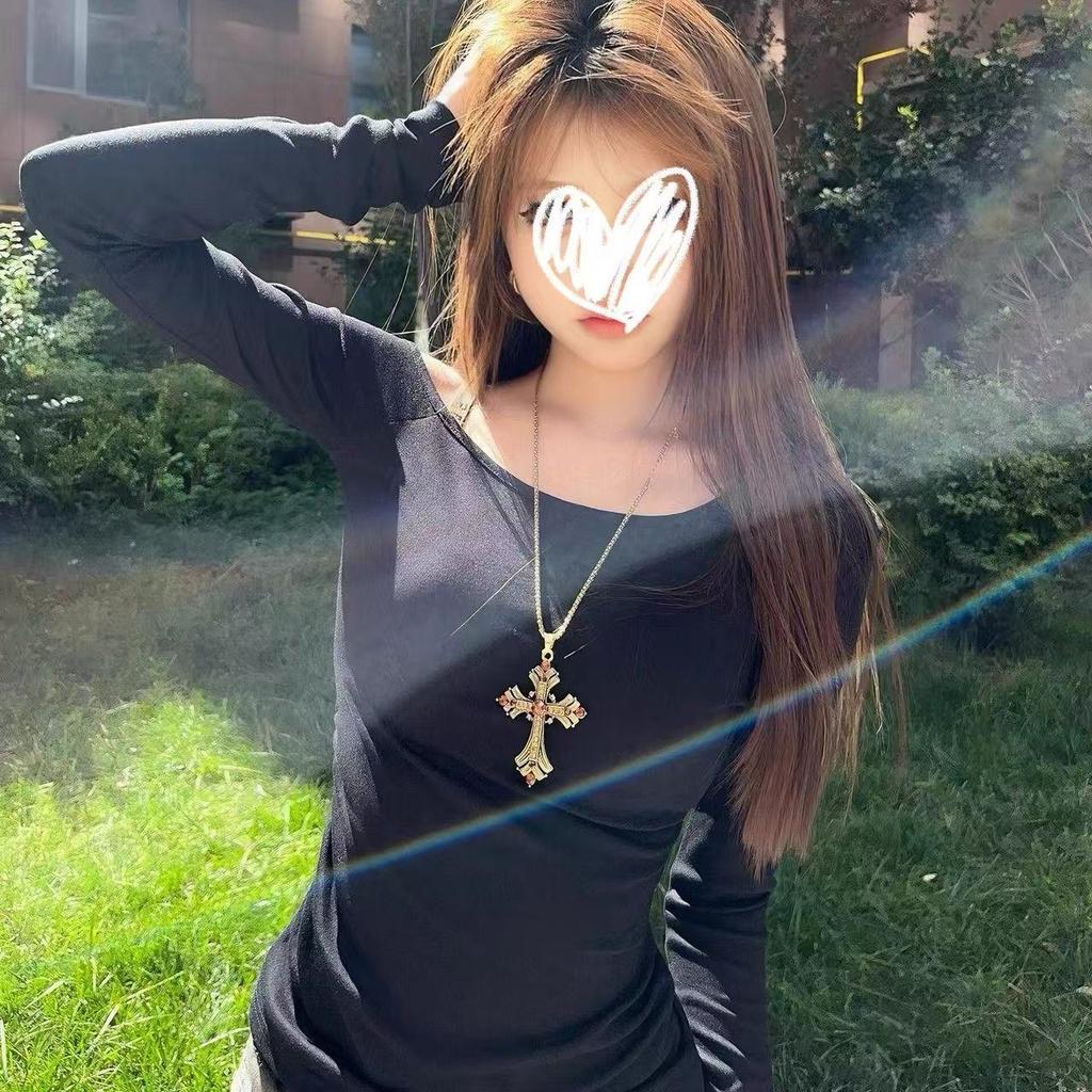Sweet Cool Style Medieval Cross Long Necklace