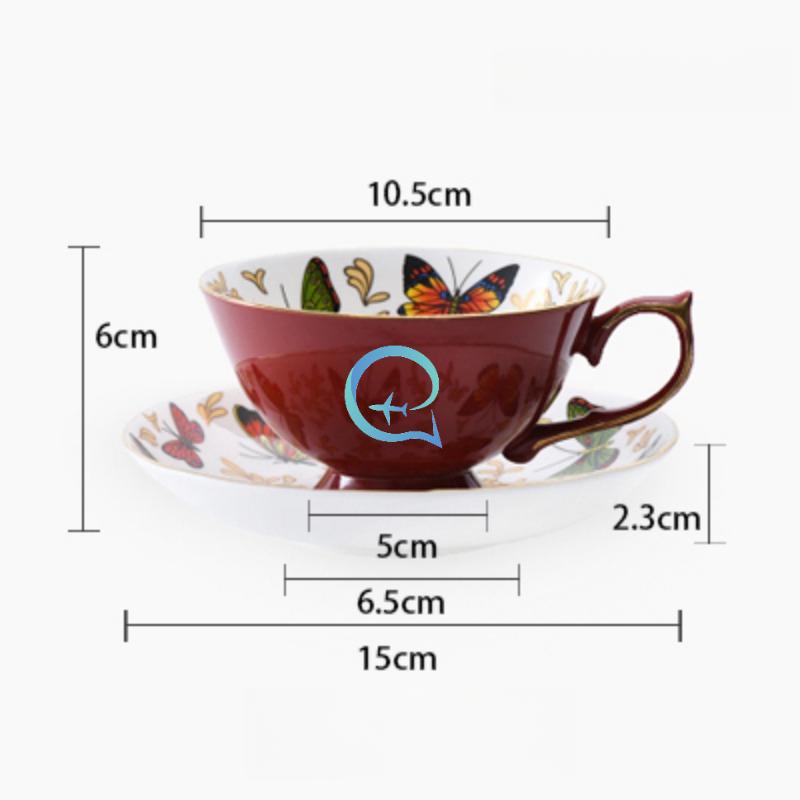 Tazas de Café Europeas de Lujo Ligero Tazas Británicas para el Té de la Tarde Porcelana de Hueso Mariposa Oro Cerámica de Té Tazas y Platillos para Té Negro