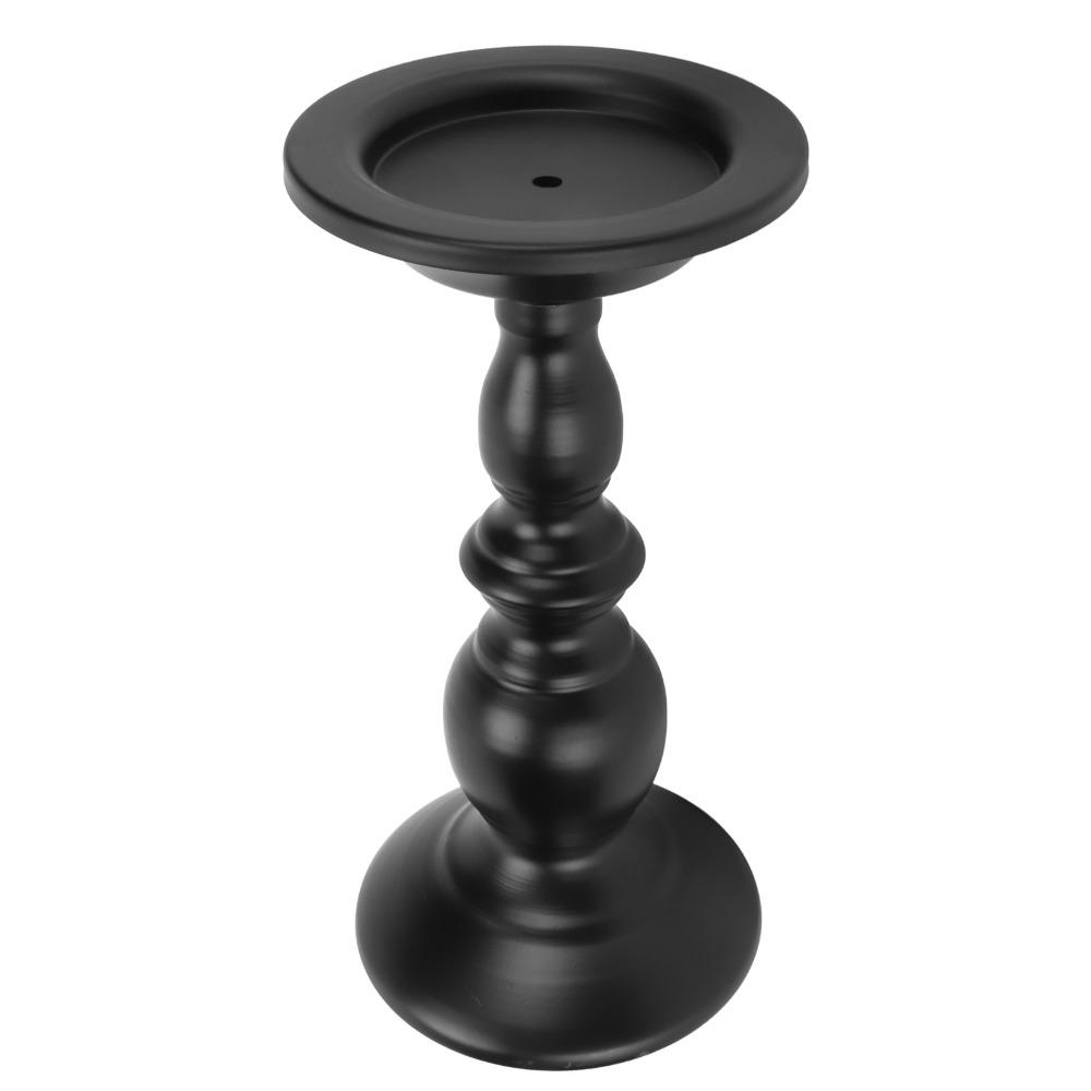 Polished Surface Black Candlestick Holders Iron Metal Candle Stand Coffee Table Decor