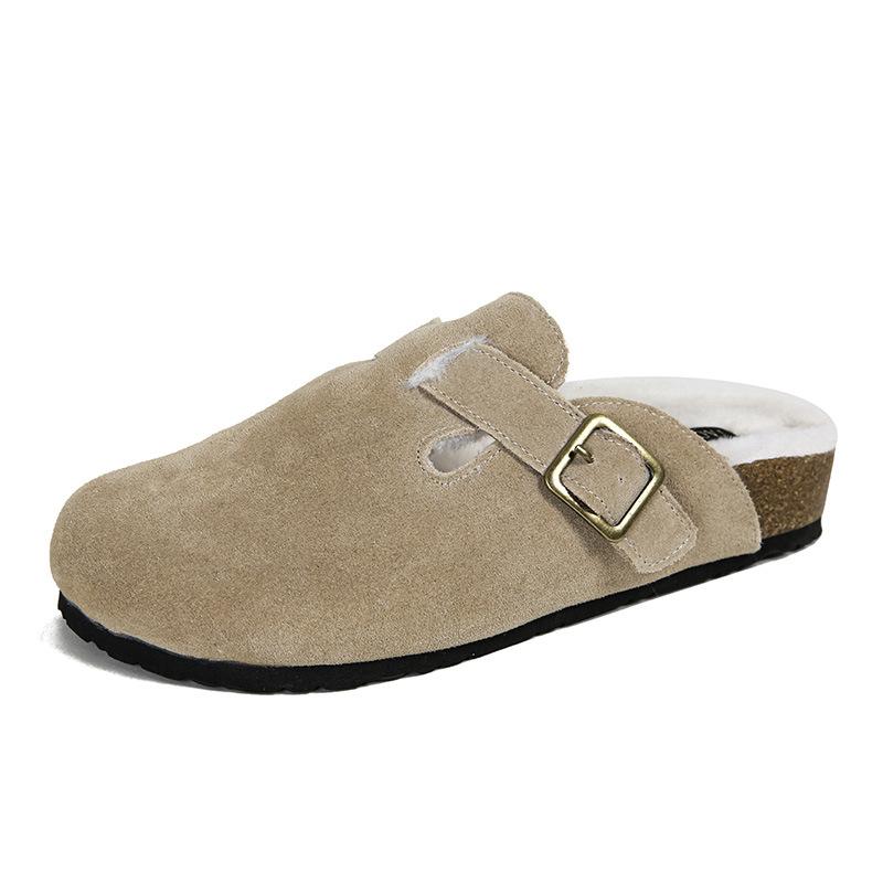 2024 Winter Shoes for Women Genuine Leather Boots Warm Plush Casual Birken Shoes Girl Retro Outdoor Plush Slipper
