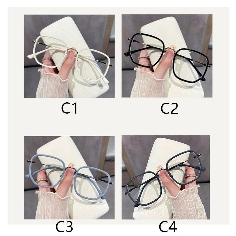 2PCS Stylish unisex square Plain glasses for men women Metal Material frame glasses polygon eyeglasses Gentle Black Color anti blue light