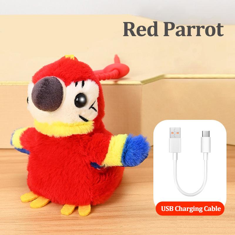 Simulatie Elektrische Papegaai Sleutelhanger Sleutelring Tas Sleutelhouder Kwakend Beweegbare Vleugel Vogel Dier Hanger Elektronische Huisdieren Baby Kind Speelgoed beige