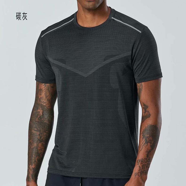 Men's Summer Thin Short-sleeved Quick-drying Breathable Sportswear Casual Knitted Top Running Clothes Training Fitness Clothes
