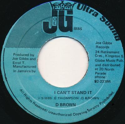 7inch Record DENNIS BROWN I Cant Stand It NONE Joe Gibbs Ultra 1983 Jamaica Reggae Ska Dub Used