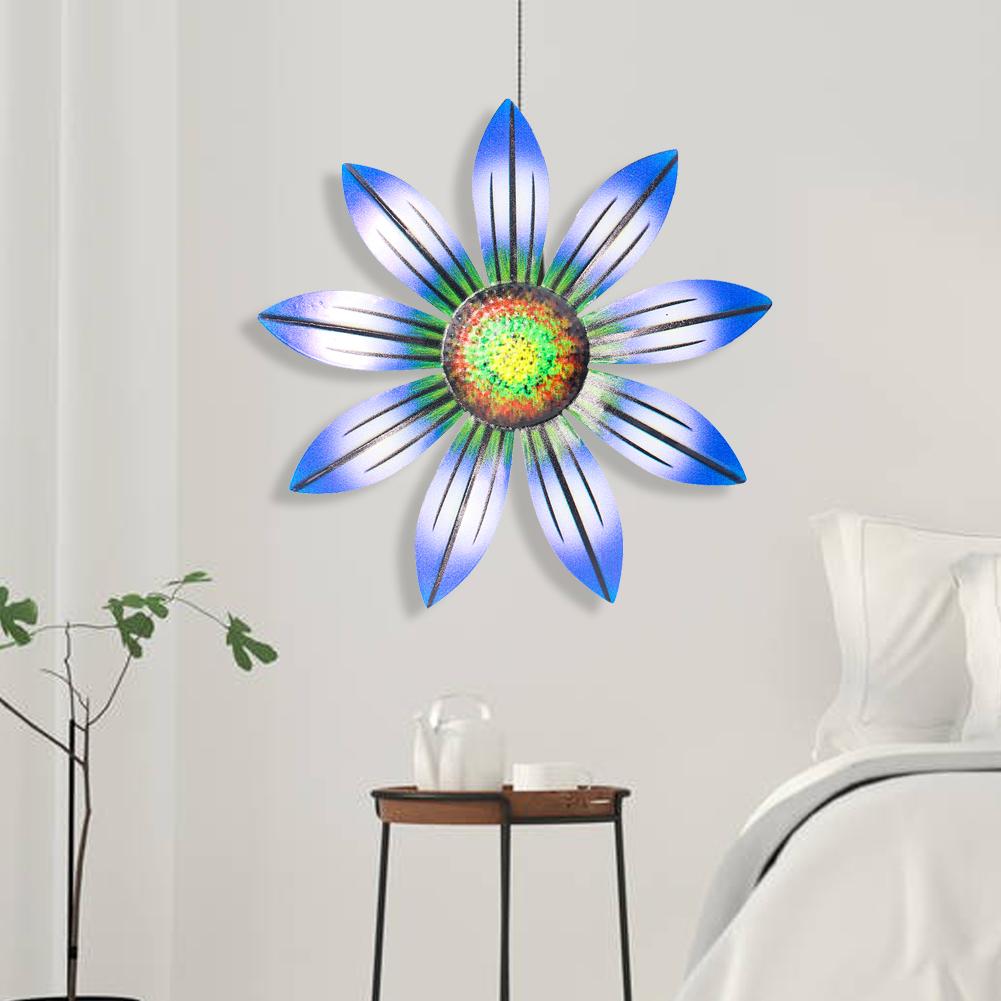 

Muy Bien Iron Art Blue Daisy Petals Wall Hanging Decoration Home Room Wall Ornaments Outdoor Balcony Courtyard Hanging Decor