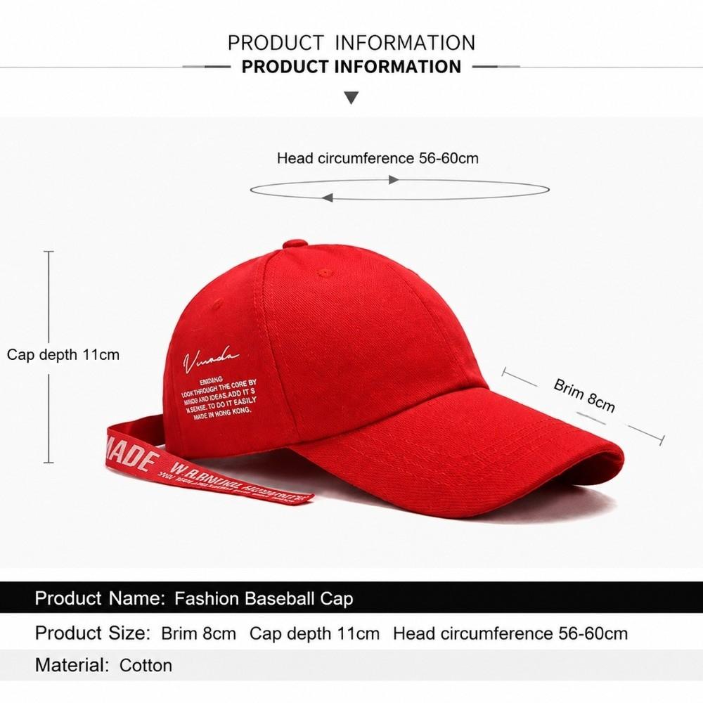 Adjustable Baseball Cap Cotton Long Ribbon Hat Stylish Punk Caps Punk Style