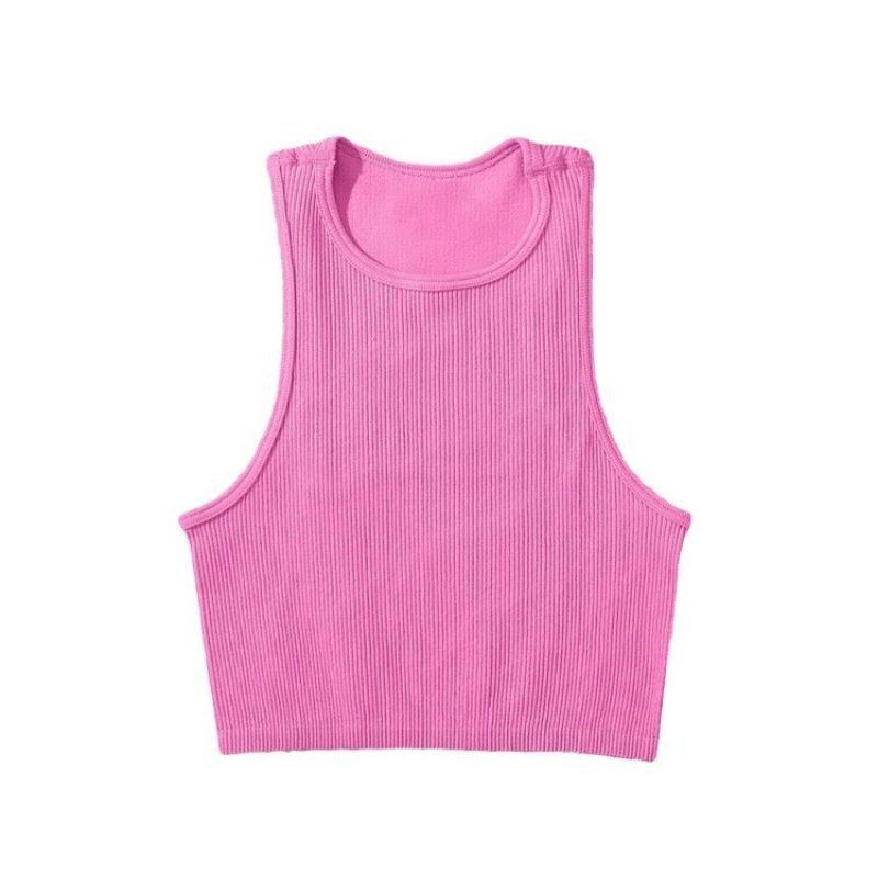 

Полосатый однотонный спортивный жилет, женская верхняя одежда, новая одежда для йоги без рукавов, топы, летняя быстросохнущая одежда для фитнеса M розовый