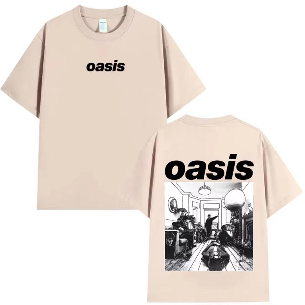 Hip Hop Oasis Pattern Printed T-Shirts Summer New Men'S Women Loose Harajuku Round Neck Cozy Short Sleeved Tshirt American Trend