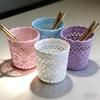 4‑Color Option Single Heart‑Shaped Hollow Lace Plastic Pencil Holder, Cute Desktop Stationery Storage Cup for Office & Study