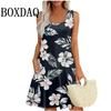 Vintage Floral Pattern Sundresses For Women Summer Casual Tank Flower 3D Print Dress Loose Plus Size Sleeveless Dresses