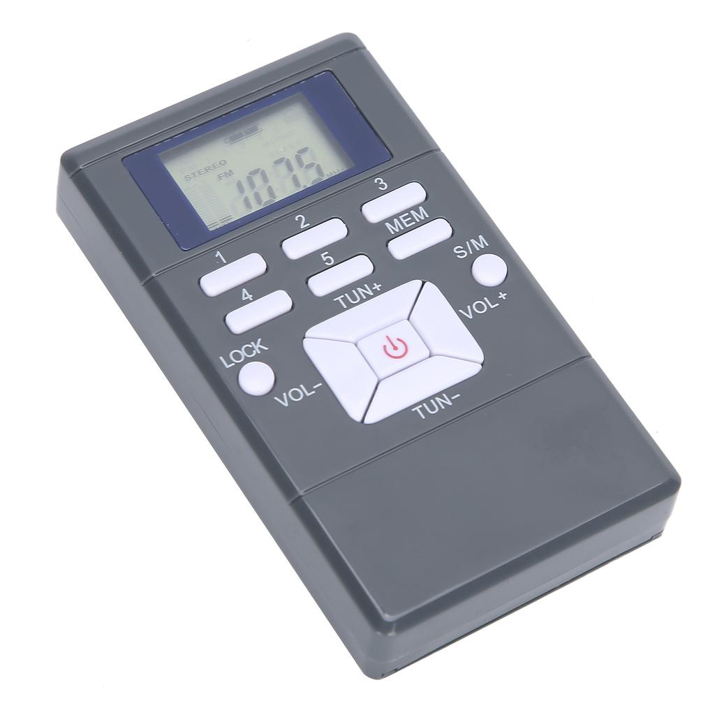 QQT102 Professional Radio Mini Portable FM Stereo Receiver with LCD Display EarphoneDark Gray