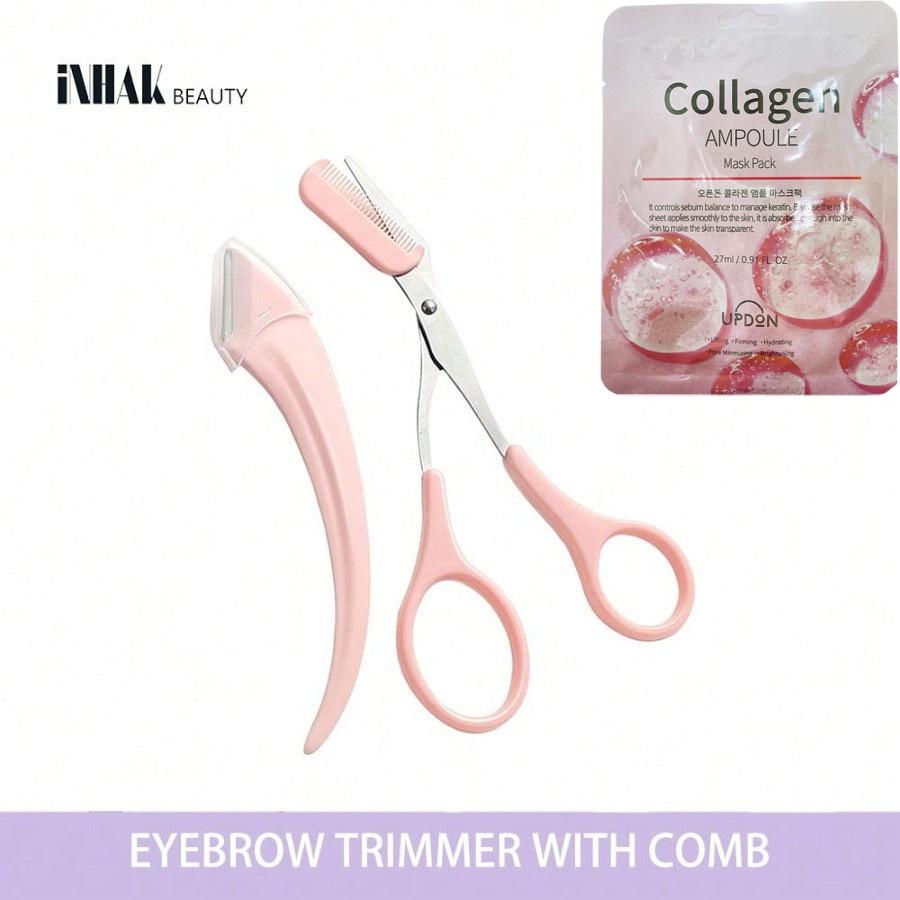 INHAK Eyebrow Grooming Kit - Precision Trimmer, Scissors & Comb for Women with 1 mask