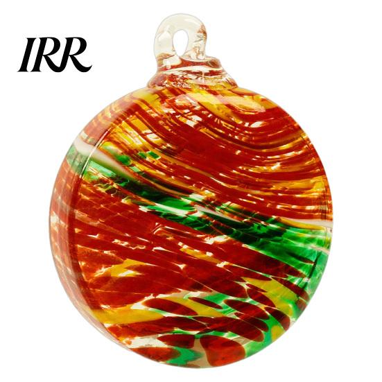 Weatherproof Decorative Sphere for Patio Hand-Blown Glass Round Disc Ornament, Christmas Tree Hanging Decoration with Colorful Spiral