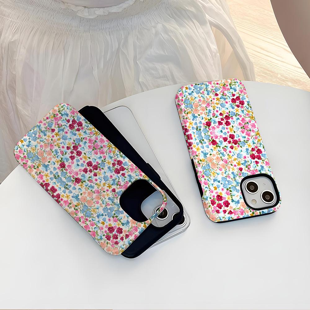 Foreign trade explosion sweet floral apple 16 magnetic mobile phone case two-in-one iphone17 anti-drop film case 13pm