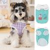 Plaid Dog T-Shirt Stylish Summer Pet Shirt with Leash Ring Washable Breathable Dog Tee Shirt for Small Dogs Puppies