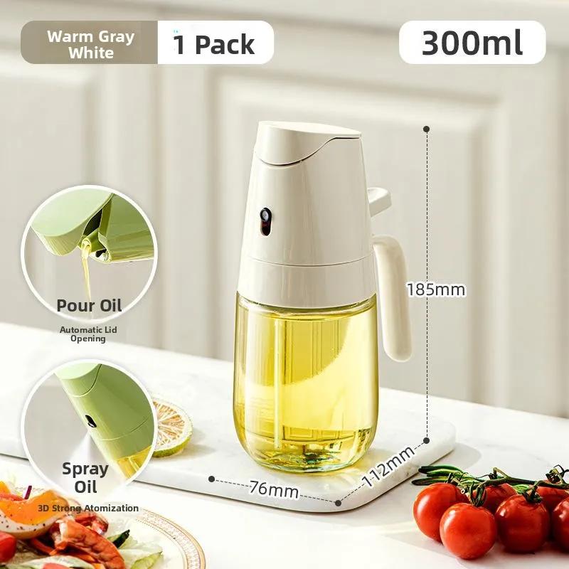 300/500ml Glass Oil Vinegar Bottle, Two-Way Spray Design, Kitchen Home Non-Drip Storage Seasoning Bottle