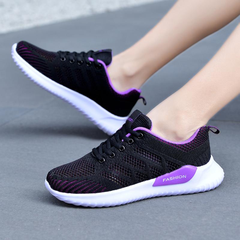 

Дышащие женские кроссовки для бега Легкие Нескользящие Женские спортивные кроссовки Для улицы Мягкие Женские кроссовки На шнуровке Модные Теннисные 35