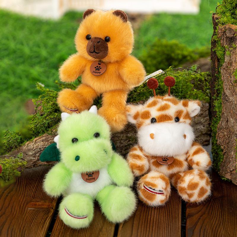 Cute Bear, Wolf, and Dinosaur Plush Keychain – Student Gift Backpack Ornament