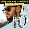 1Pair 12mm Norse Runes Viking Hoop Earrings For Men Woman Punk 316L Stainless Steel Huggie Hoop Vintage Scandinavian Ear Jewelry
