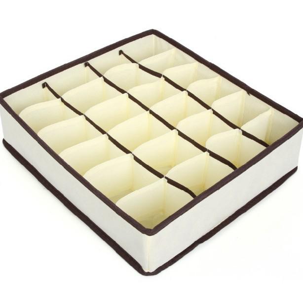 Foldable Underwear & Socks Storage Box with Dividers - Wardrobe Organizer for Bras and Panties.