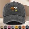 Grappige Kiwi Vogel Eet Kiwi Fruit Baseballpet Verstelbare Vintage Gewassen Sportpet voor Mannen Vrouwen