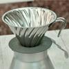 HARIO V60 Metall-Tropfer für 1 bis 4 Tassen, Silber, Hergestellt in Japan, O-VDM-02-HSV