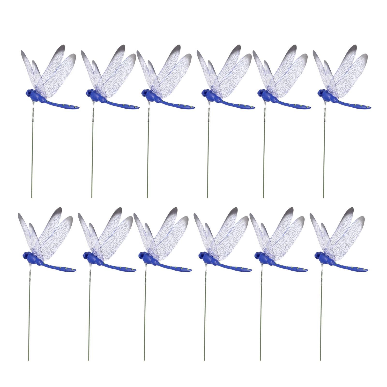 

12Pcs Dragon-fly Stakes Outdoor Planter Flower Pot Bed Garden Decor Yard Art синій