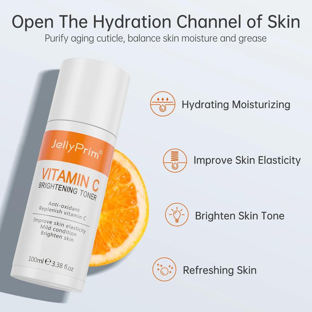 JoyPretty Vitamin C Whitening Toner Hyaluronic Acid Moisturizing Facial Dry Skin Treatment Smooth Skin Care Water 100ml Women