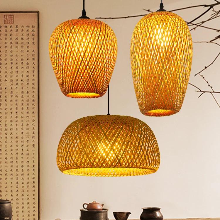 E27 DIA.30cm Japanese Style Bamboo Pendant Lights Hat Shade Pendant Lights Home Decor Indoor Hanging Chandelier Lamp