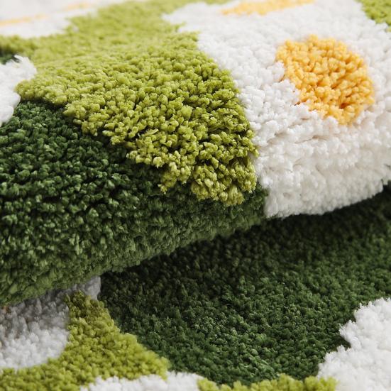 Floor Moss Carpet Cartoon Flower Print Thick Great Water Absorption Non Slip