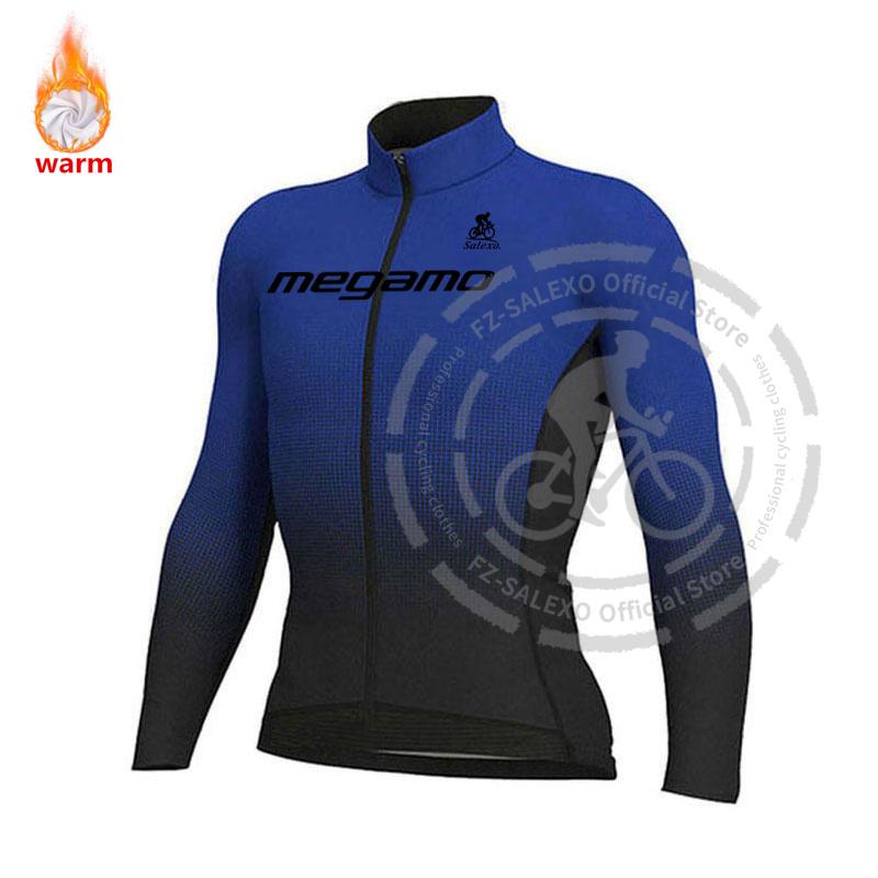 Megamo Set Termico Invernale in Pile a Manica Lunga per Ciclismo Abbigliamento Mountain Bike Maglie da Bicicletta da Uomo Abbigliamento Maillot Ropa Ciclismo