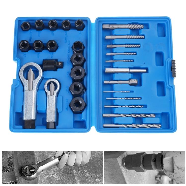 28Pcs Impact Damaged Bolt Remover Nut Screw Extractor Socket Removal Tool Kit
