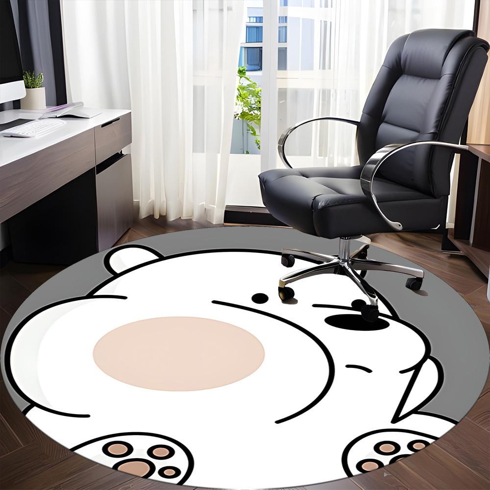 1pc We Bare Bears Friends Office Round Area Rug, Under Office Chairs Bedroom Living Room Home Decor  a1022177
