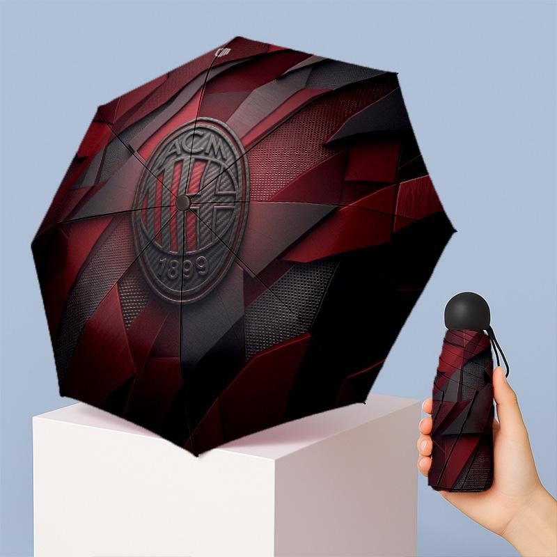 AC Milan Pattern Printed Mini 5 Folds 8 Ribs Compact Umbrella Windproof Waterproof Lightweight Portable Folding