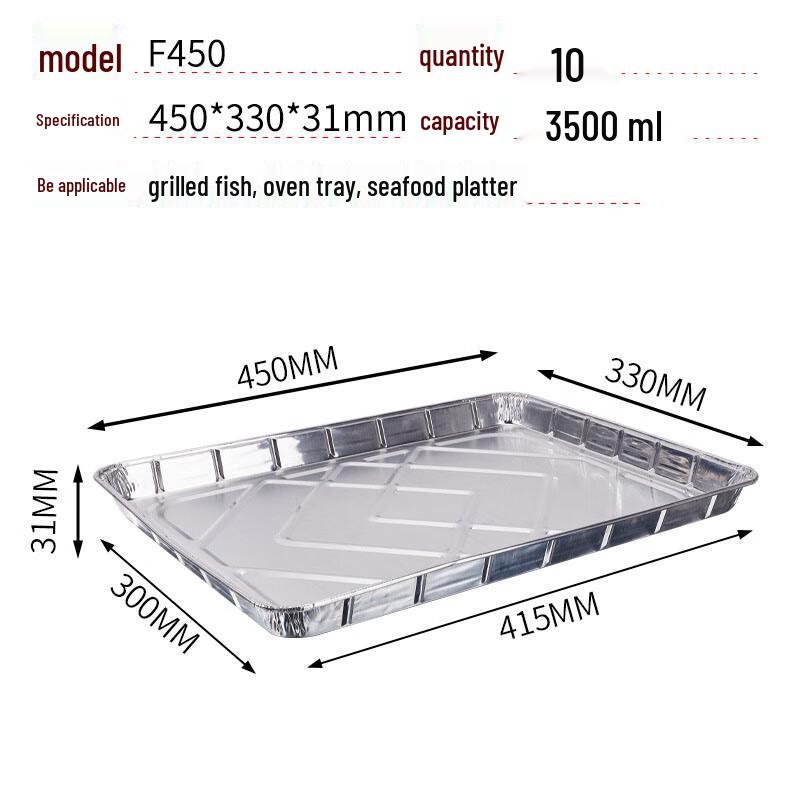 Maidekai Rechteckige Aluminiumfolien-Back- und Grillpfannen (10 Stück)
