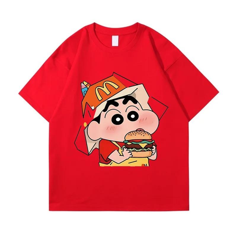 2026 Summer Fashion Crayon Shin Printed Casual Women's T-Shirt Short Sleeve Street Y2k Harajuku Loose T-Shirt Ladies Kawaii Top